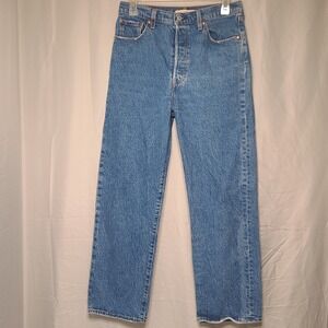 Levis Ribcage Straight Ankle Jeans 29×29 Womens Button Fly Retro Big E Classic